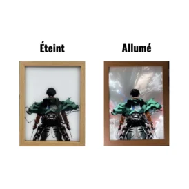 Cadre photo lumineux Livai face au titan d'Eren allumé éteint Cadre photo lumineux Livai face au titan d'Eren allumé éteint