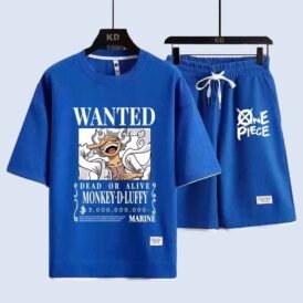 Ensemble One piece Bleu - Luffy Gear 5 Wanted - T shirt