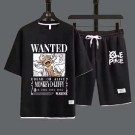 Ensemble One piece Noir - Luffy Gear 5 Wanted - T shirt