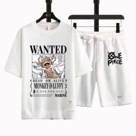 Ensemble One piece blanc - Luffy Gear 5 Wanted - T shirt 1